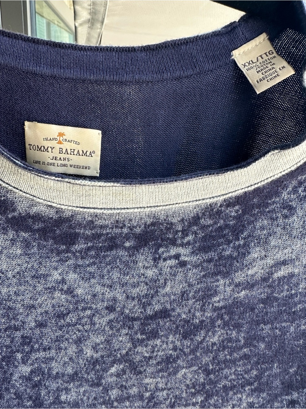 Tommy Bahama Navy Heather Textured Crewneck Tee